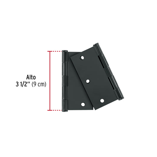 Bolsa 2 bisagras cuadradas 3-1/2", negro mate, plana, BASIC · vista 2
