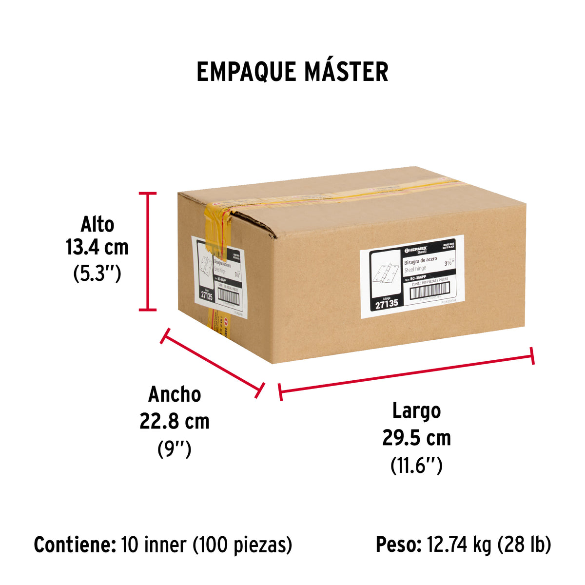 Bisagra cuadrada 3-1/2", acero negro mate cabeza plana BASIC · vista 6