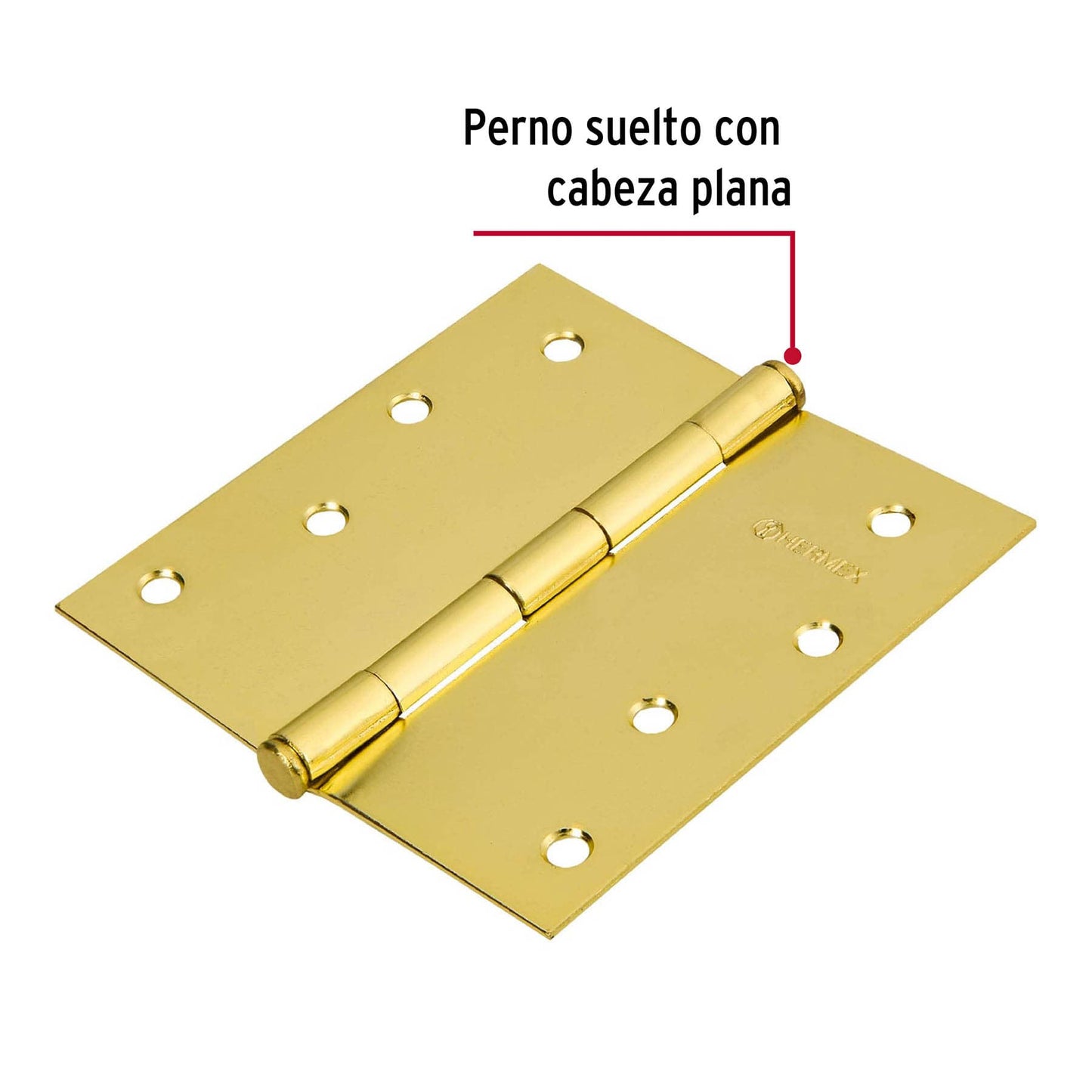 Bisagra cuadrada de acero con acabado latonado