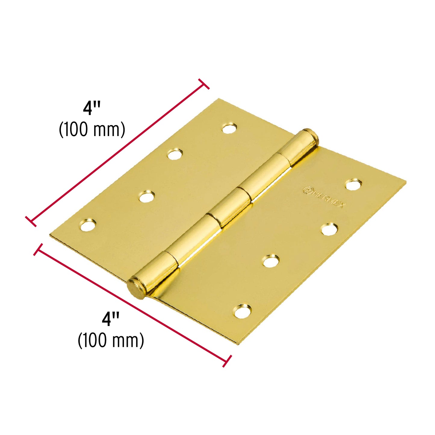 Bisagra cuadrada de acero con acabado latonado
