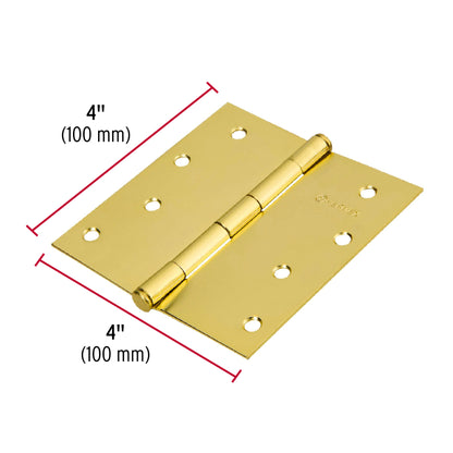 Bisagra cuadrada de acero con acabado latonado
