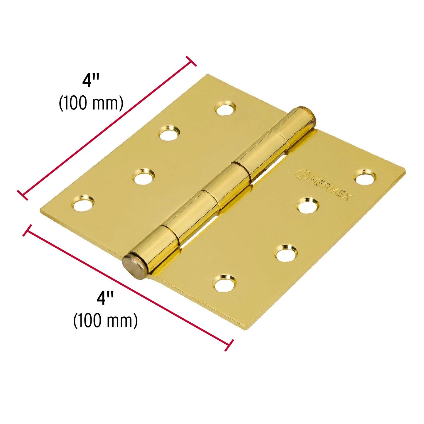 Bisagra cuadrada de acero con acabado latonado
