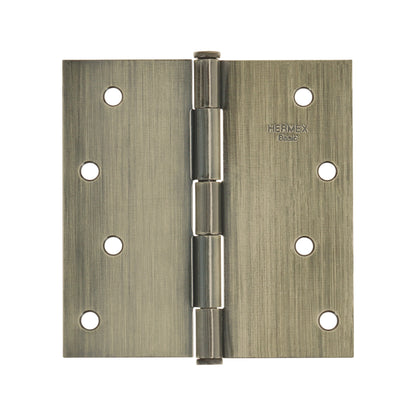 Bisagra cuadrada 4", latón antiguo, cabeza plana, Basic