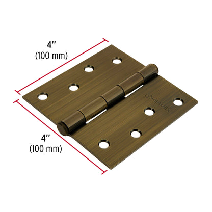 Bisagra cuadrada de acero con acabado latón antiguo