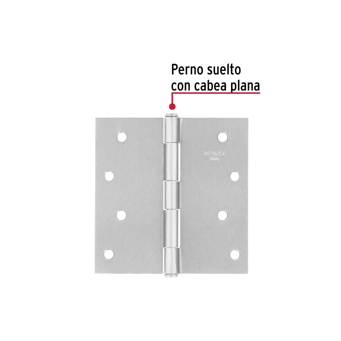 Bisagra cuadrada de acero con acabado satinado