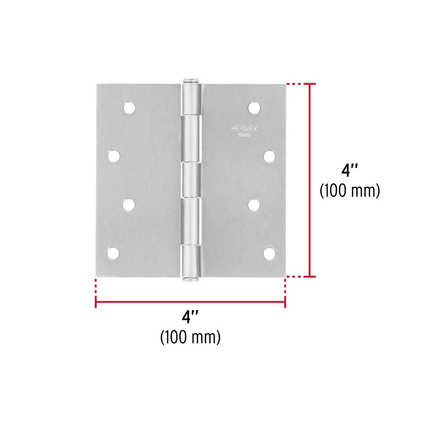 Bisagra cuadrada de acero con acabado satinado