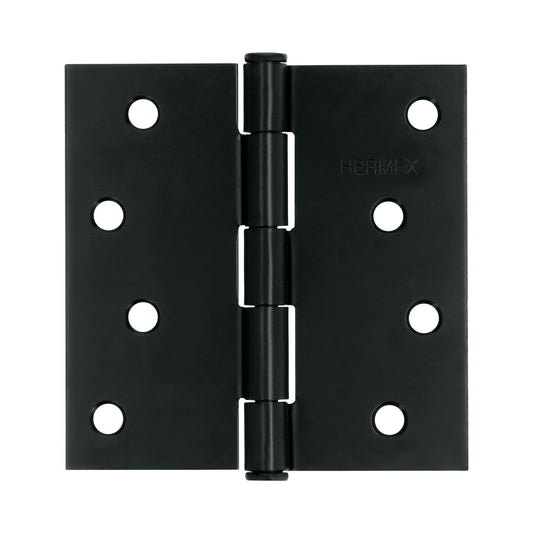 Bisagra cuadrada 4", acero negro mate, cabeza plana