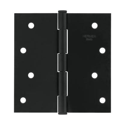 Bisagra cuadrada 4", acero negro mate, cabeza plana, BASIC