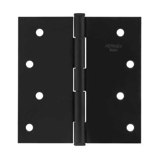 Bisagra cuadrada 4", acero negro mate, cabeza plana, BASIC