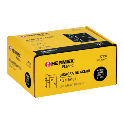 Bisagra cuadrada 4", acero negro mate, cabeza plana, BASIC · vista 4
