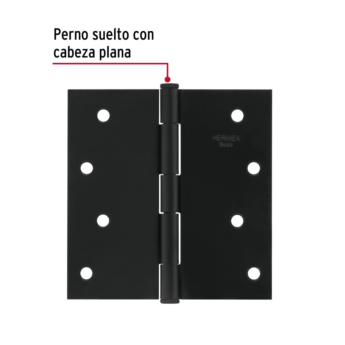 Bisagra cuadrada 4", acero negro mate, cabeza plana, BASIC · vista 2