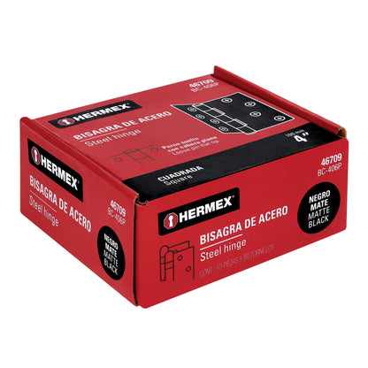 Bisagra cuadrada 4", acero negro mate, cabeza plana · vista 4