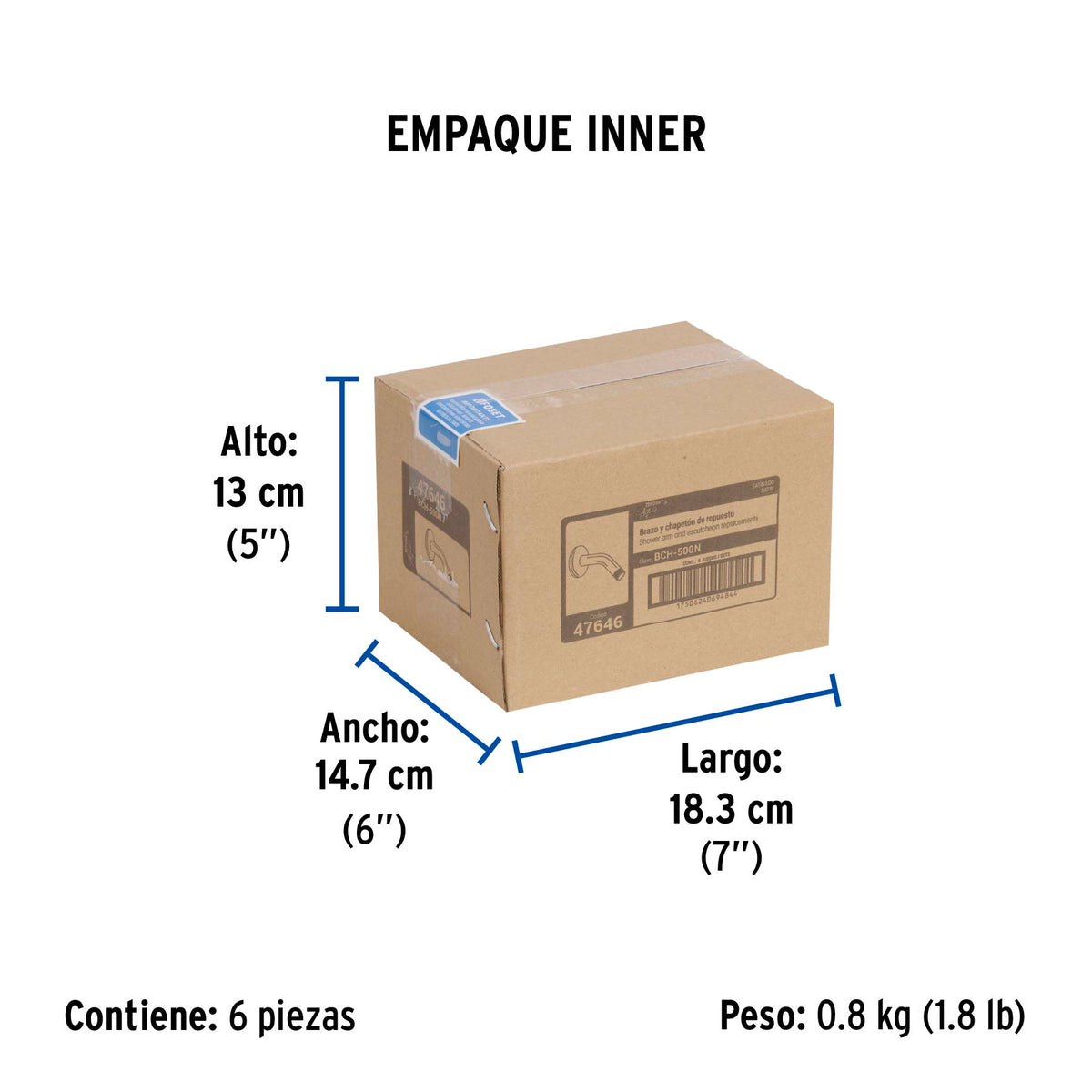 Brazo corto con chapetón para regadera, satín, Foset Aqua · vista 5