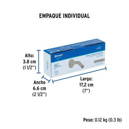 Brazo corto con chapetón para regadera, satín, Foset Aqua · vista 4