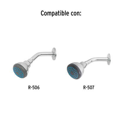 Brazo de acero cromado con chapetón de acero inoxidable para regadera