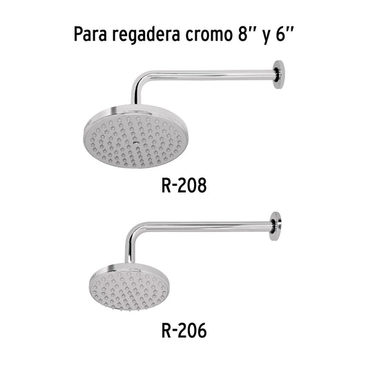 Brazo recto de 30 cm con chapetón para regadera