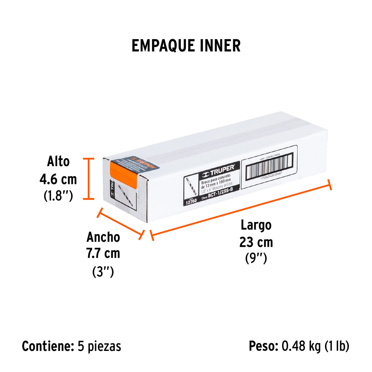 Broca para concreto de 1/2 x 6" en blíster · vista 6