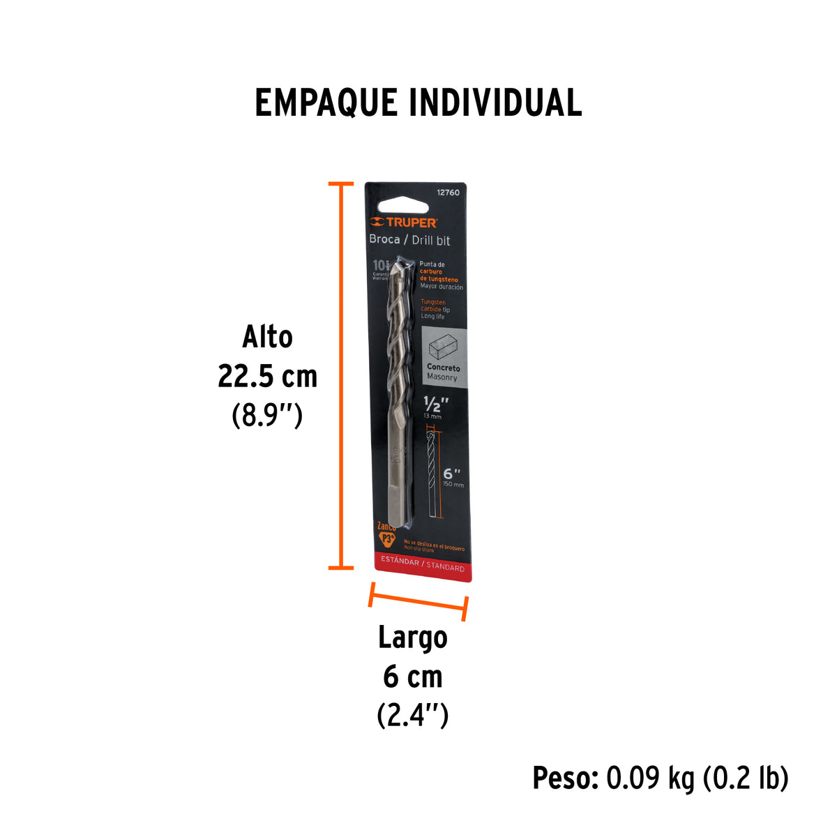Broca para concreto de 1/2 x 6" en blíster · vista 5