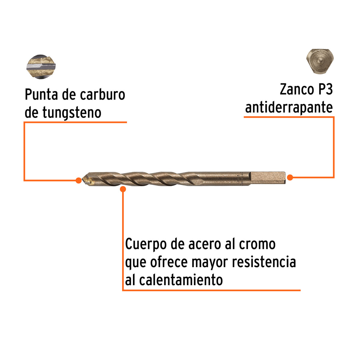 Broca para concreto de 1/2 x 6" en blíster · vista 3