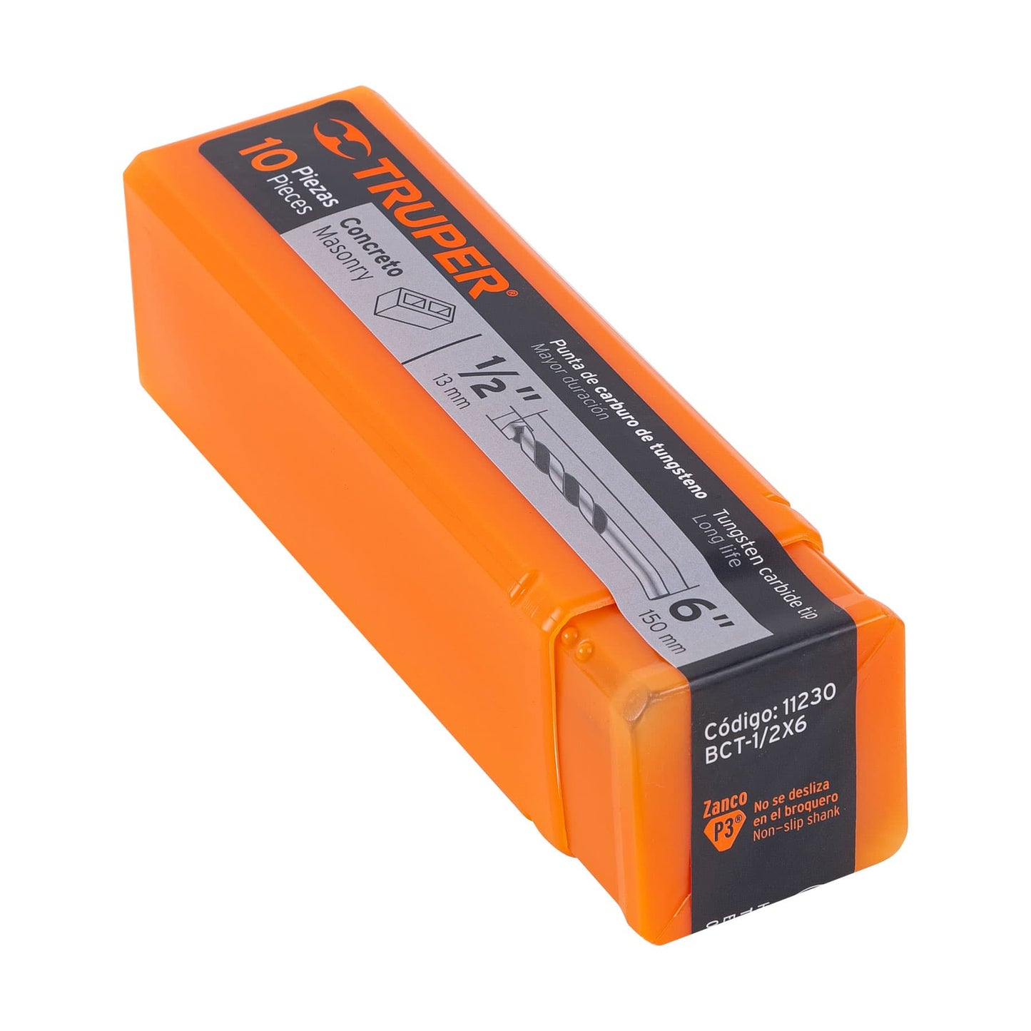 Broca para concreto de 1/2 x 6 in con punta de carburo de tungsteno