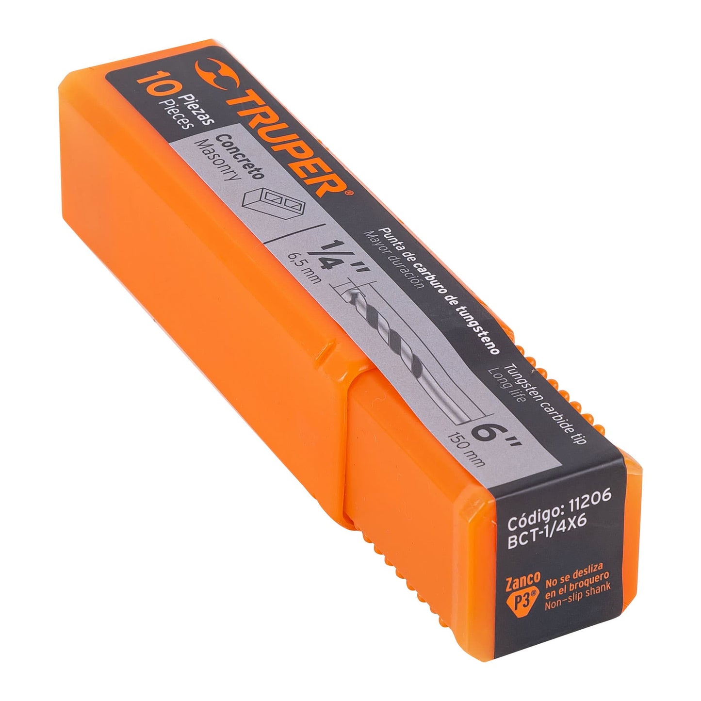 Broca para concreto de 1/4 x 6 in con punta de carburo de tungsteno