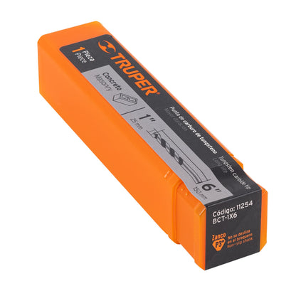 Broca para concreto de 1 x 6 in con punta de carburo de tungsteno