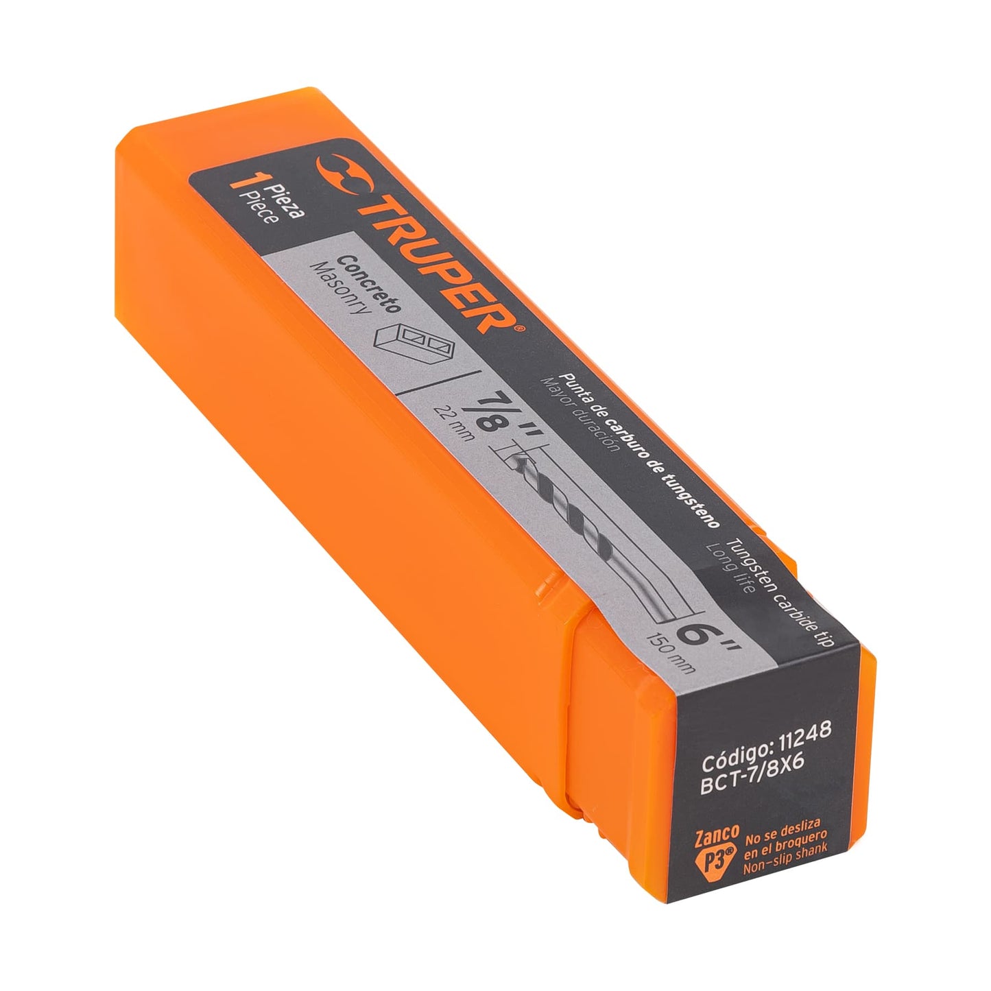 Broca para concreto de 7/8 x 6 in con punta de carburo de tungsteno