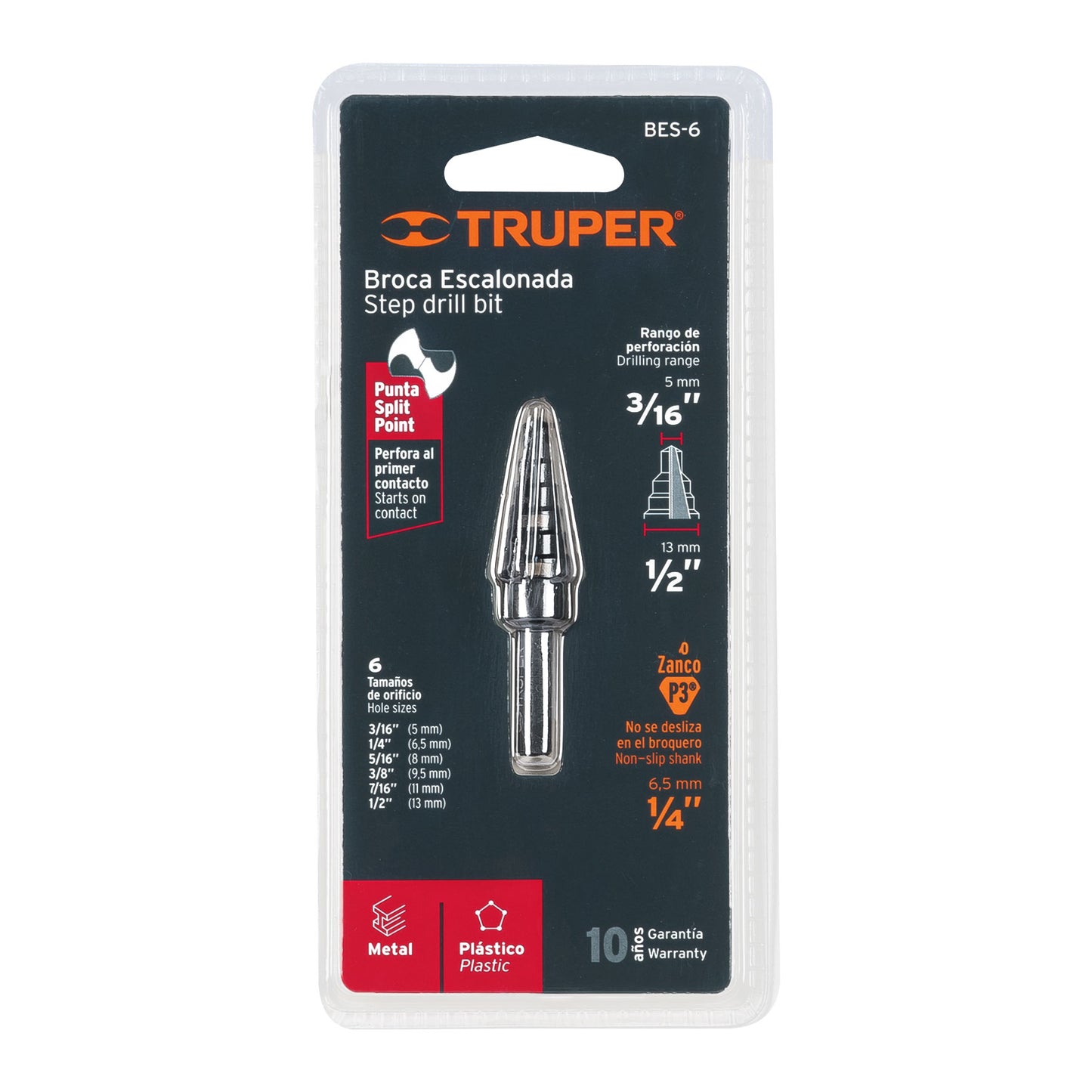 Broca Escalonada 3/16 1/2" 6 Escalones