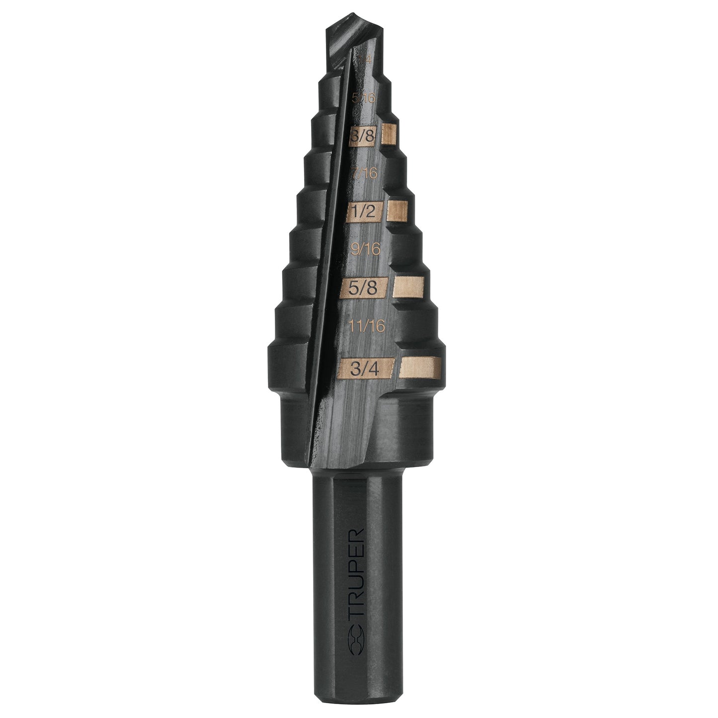 Broca escalonada óxido negro de 9 escalones con punta Split Point