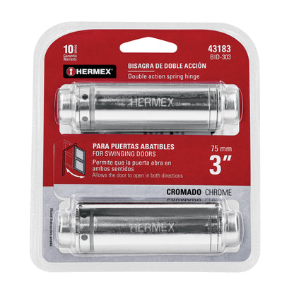 Bisagra de doble acción de 3 pulgadas en acero cromado
