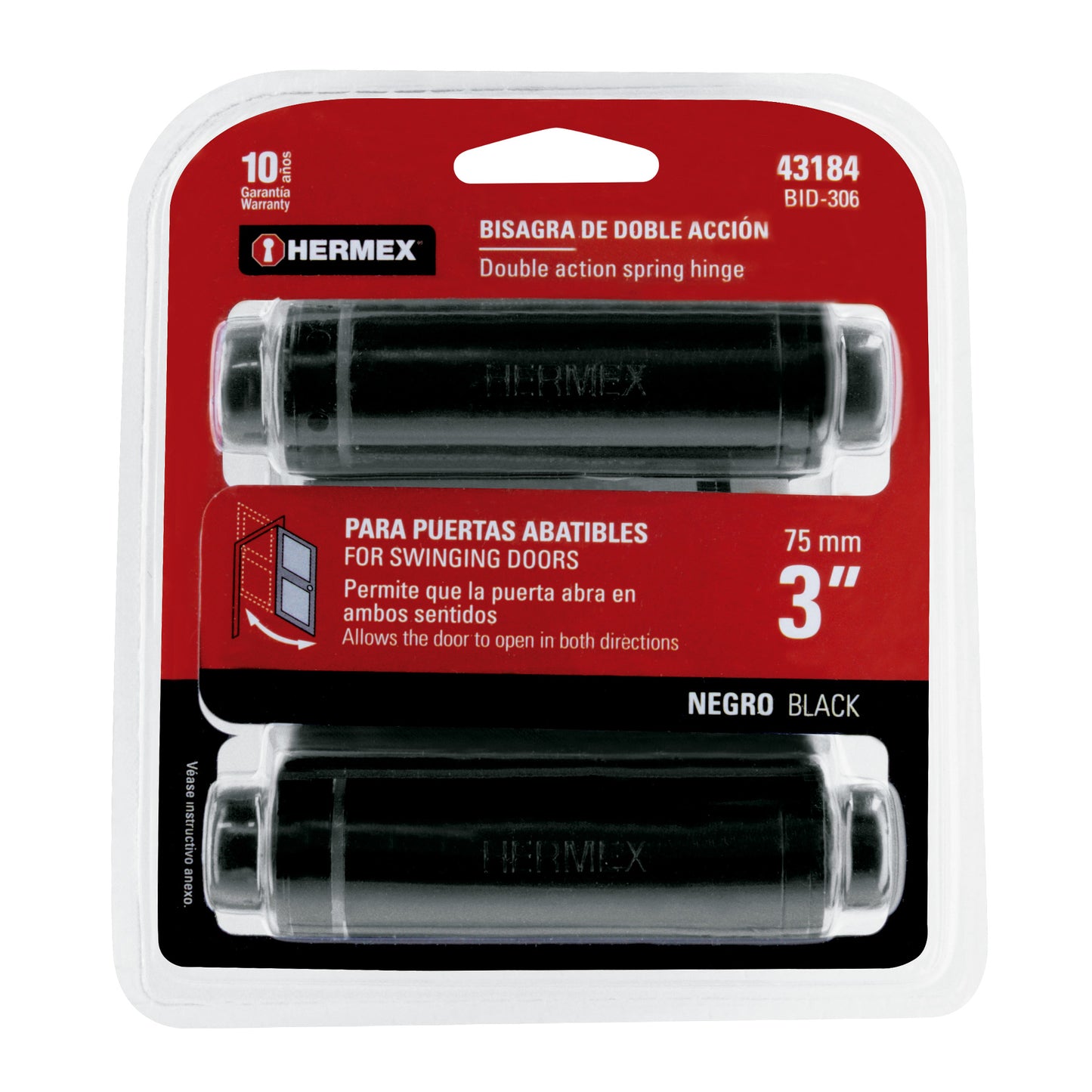 Bisagra de doble acción de 3 pulgadas en acero negro