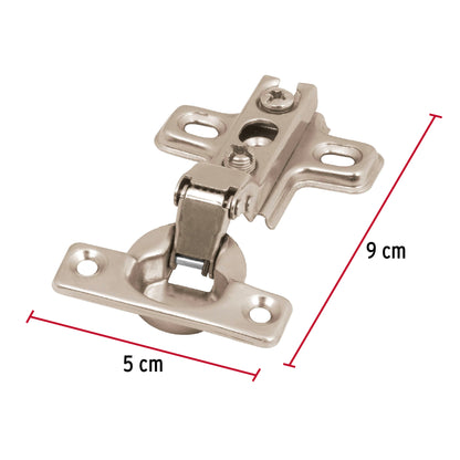 Bisagras bidimensionales de 95° cobertura media en bolsa con 2 piezas