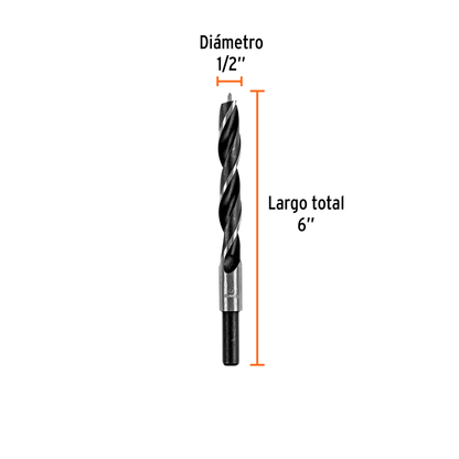 Broca con punta centradora para madera 1/2"