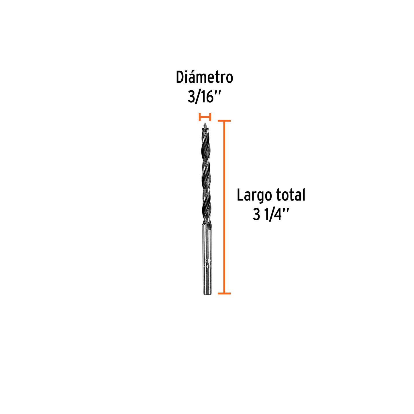 Broca para madera con punta centradora de 3/16"