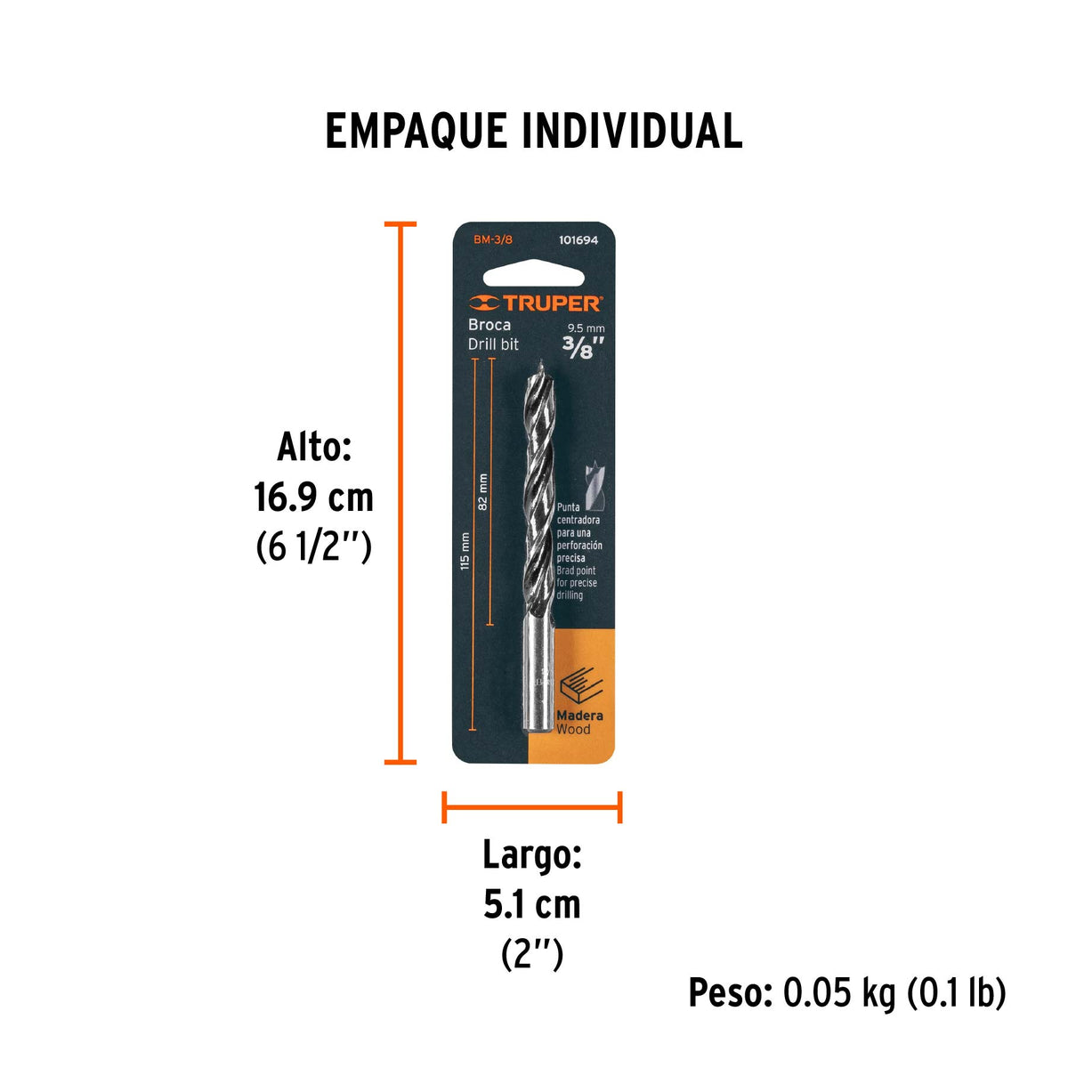 Broca con punta centradora para madera 3/8" · vista 5