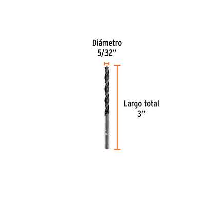 Broca para madera con punta centradora de 5/32"