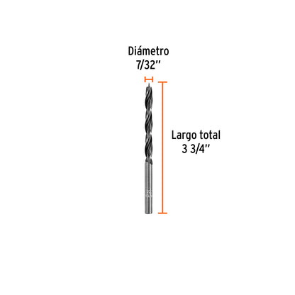 Broca para madera con punta centradora de 7/32"