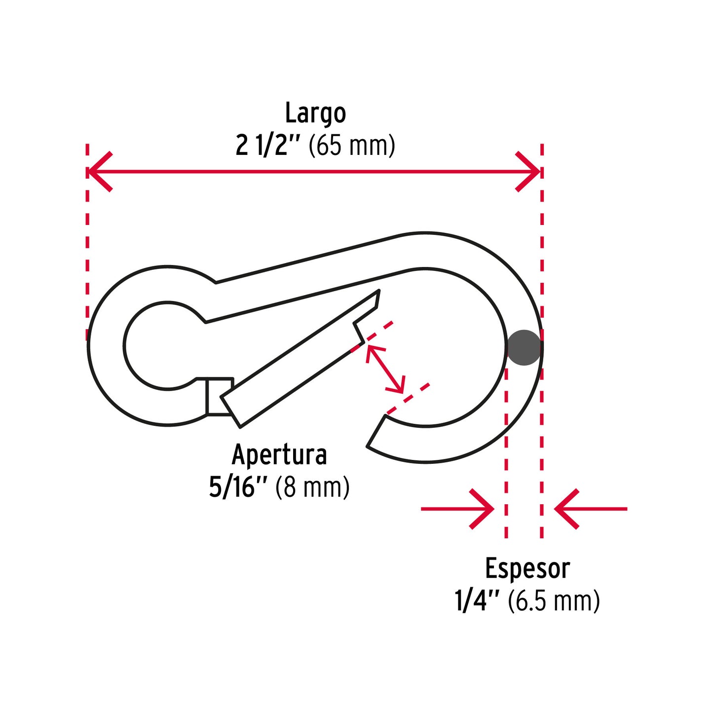 Bandola Mosquetón Acero 1/4 Pulgada