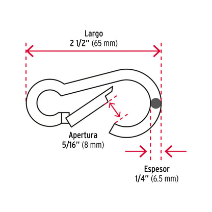 Bandola Mosquetón Acero 1/4 Pulgada