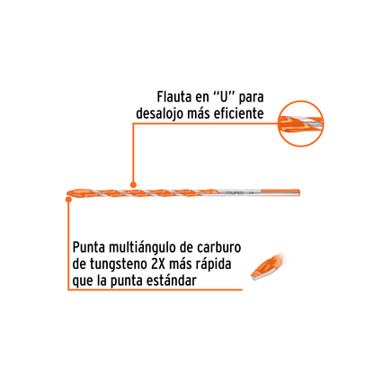 Broca multimaterial 1/4 x 6"
