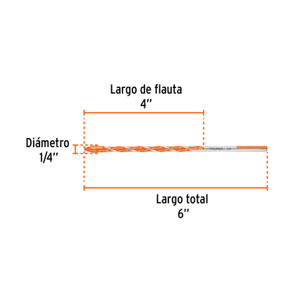 Broca multimaterial 1/4 x 6"