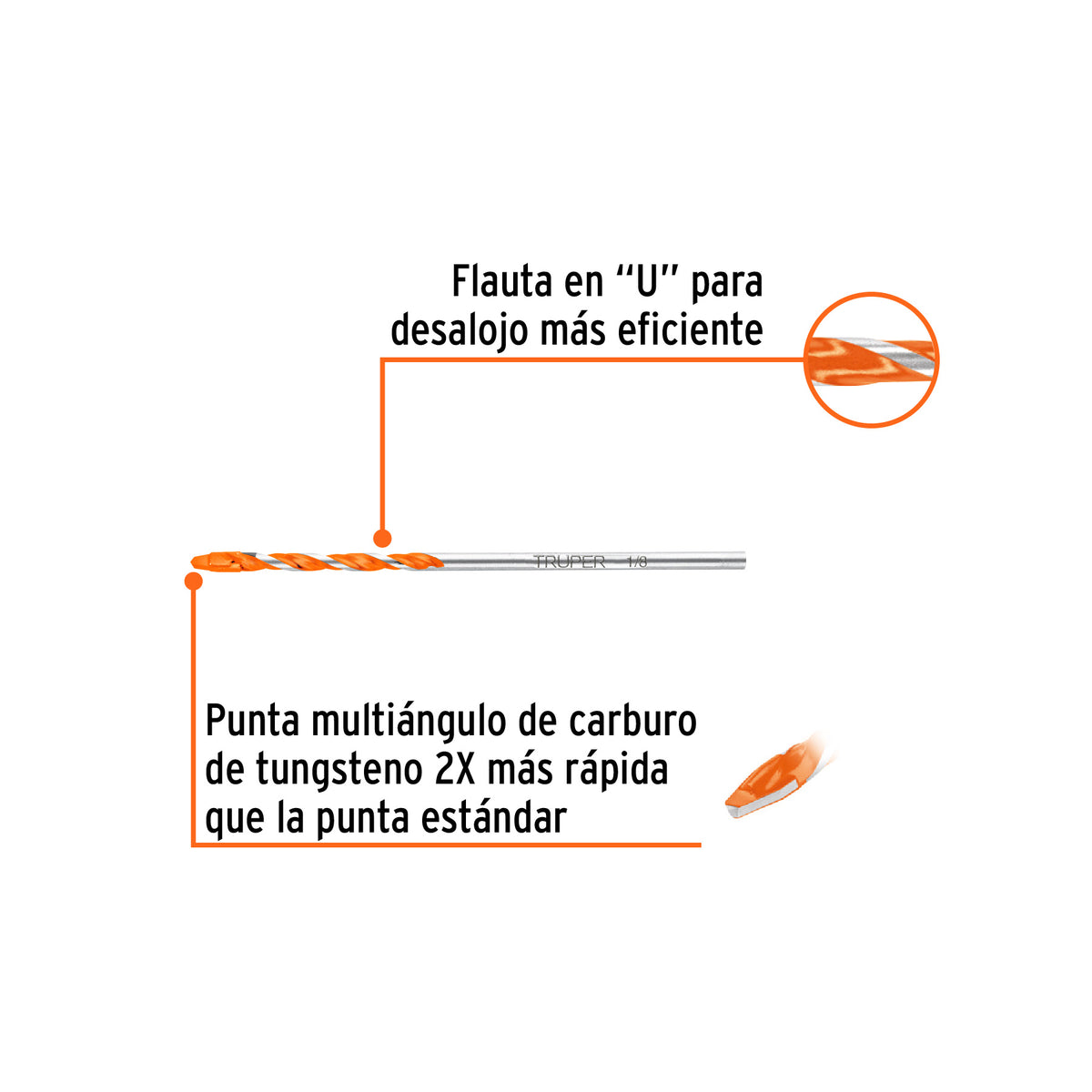 Broca multimaterial 1/8 x 3" · vista 2