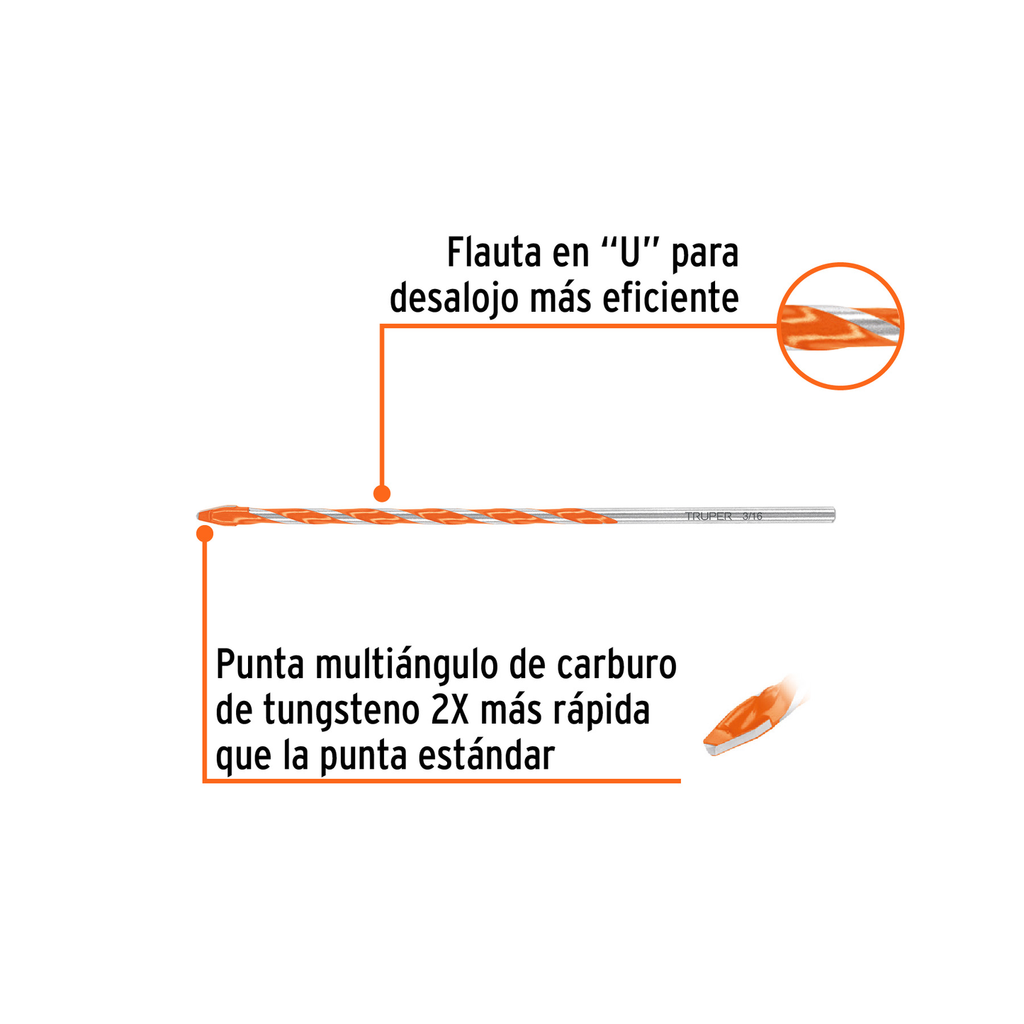 Broca multimaterial 3/16 x 6"