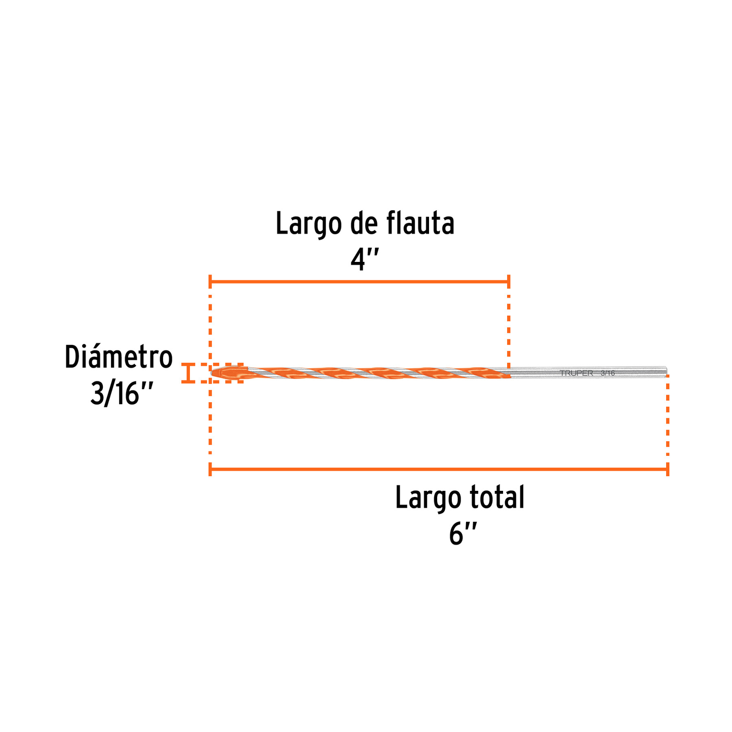 Broca multimaterial 3/16 x 6"