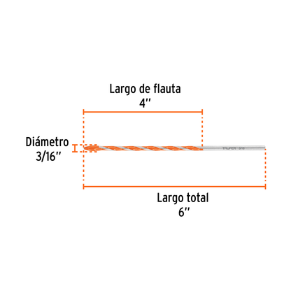 Broca multimaterial 3/16 x 6"
