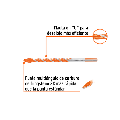 Broca multimaterial 3/8 x 6"