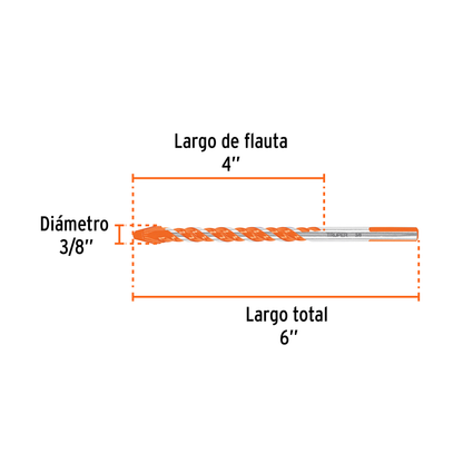 Broca multimaterial 3/8 x 6"