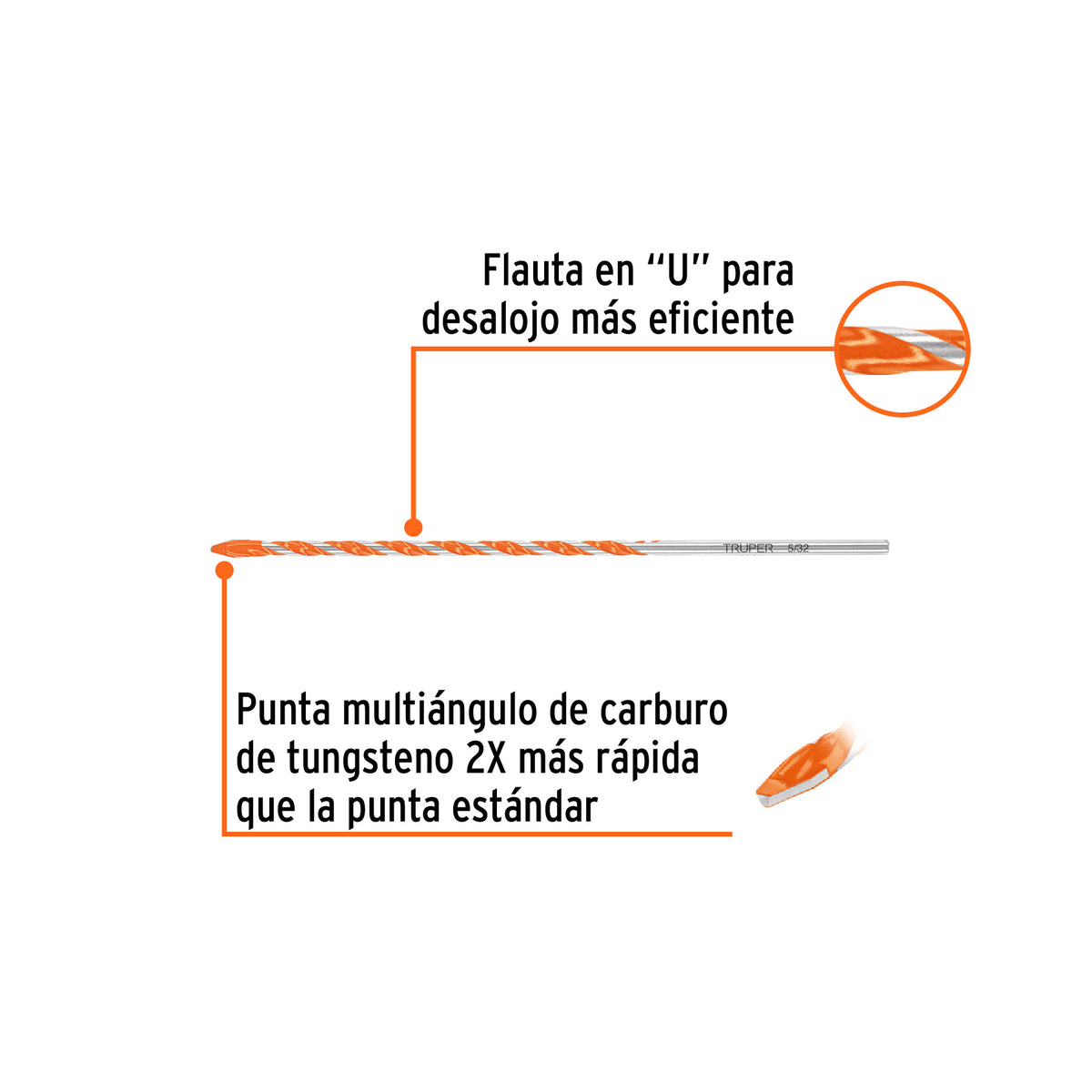 Broca multimaterial 5/32 x 6" · vista 2
