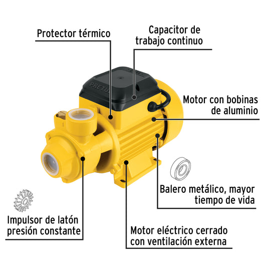 Bomba periférica de 1/2 HP para uso agrícola con altura máxima de 20 m
