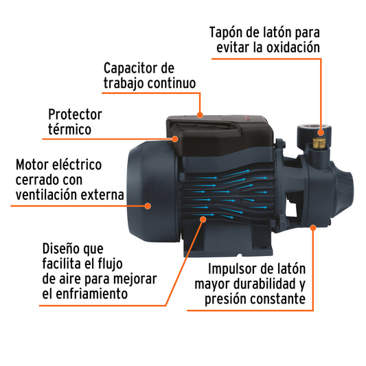 Bomba periférica de 1 HP para uso agrícola con altura máxima de 60 m